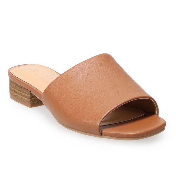 🆕New LC Lauren Conrad Ilana Women's 1-Band Stacked Heel Slide Sandals-Brown - Picture 7 of 8